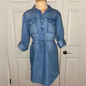 Blu Edit Denim Dress 100% Cotton Long Sleeve